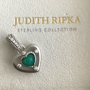 Judith Ripka 925 Silver Green Emerald Pendant